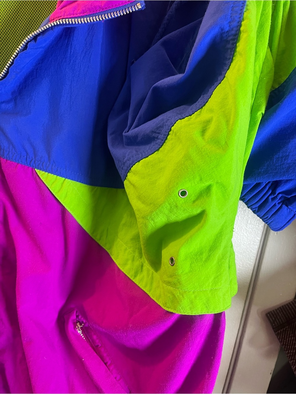 Vintage Liz Sport Neon Colorblock Windbreaker Jacket L 90s - Picture 5 of 12